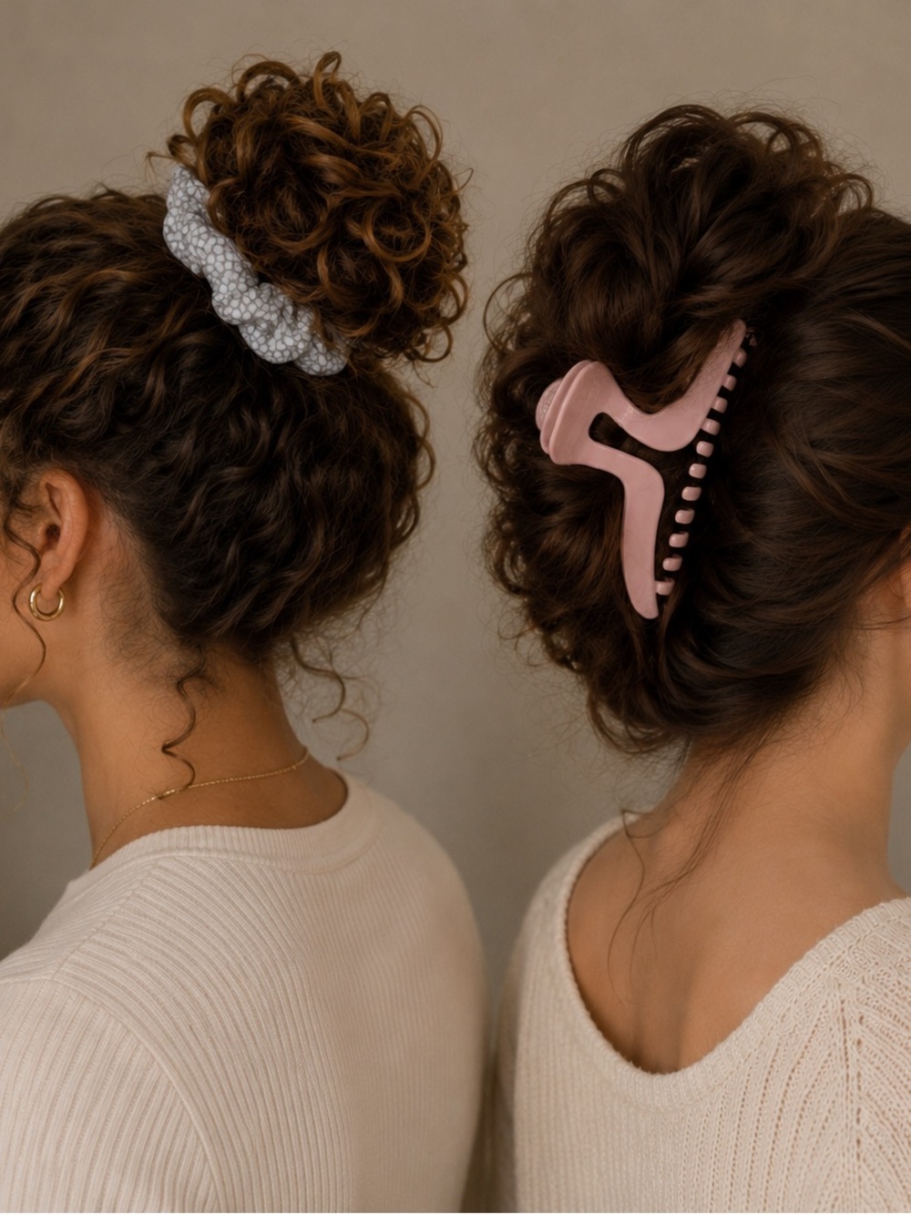 Scunci-NWT Blush Hair Clip and Gray Scrunchie Set